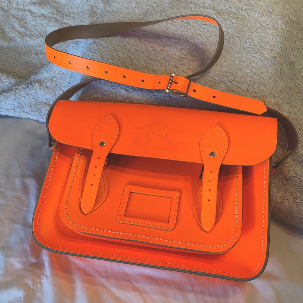 Neon leather purse - orange